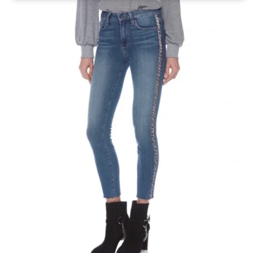PAIGE Hoxton Crop Verdugo Ankle Side Leopard Stripe Jeans